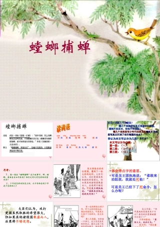 六年级语文上册 第六单元 22《螳螂捕蝉》原创精品课件 北京版-北京版小学六年级上册语文课件