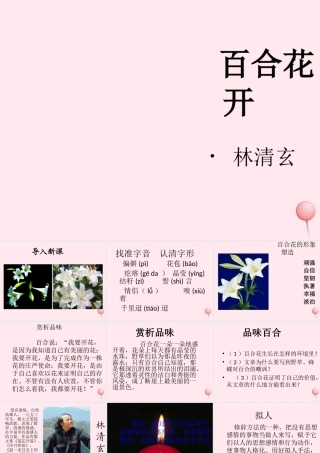 六年级语文上册 第三单元 12《百合花开》名师推荐课件 北京版-北京版小学六年级上册语文课件