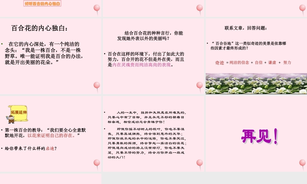 六年级语文上册 第三单元 12《百合花开》同步优质课件 冀教版-冀教版小学六年级上册语文课件