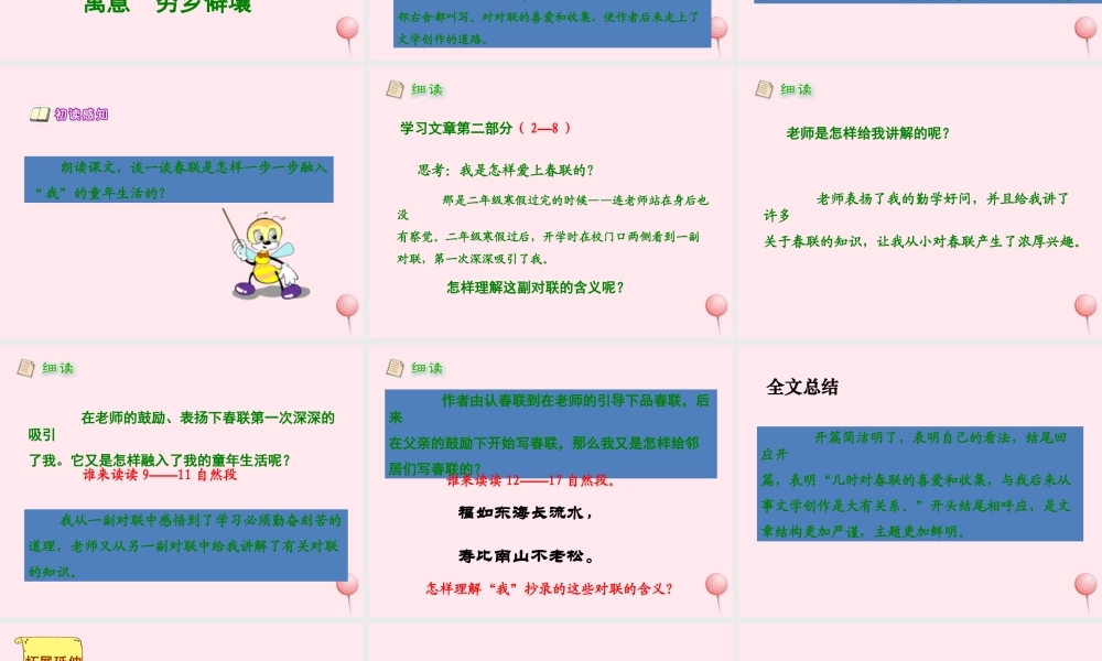 六年级语文上册 第六单元 30《我和春联》同步课件 冀教版-冀教版小学六年级上册语文课件