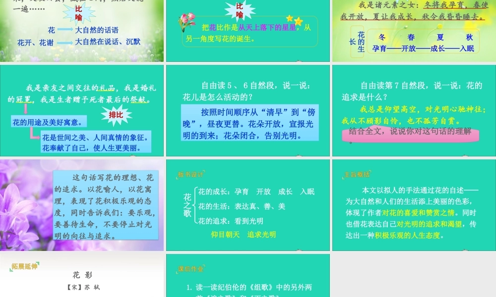 六年级语文上册 第一单元 4 花之歌课件