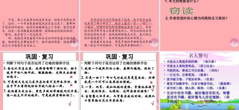 六年级语文上册 第三单元 窃读记课件2 湘教版-湘教版小学六年级上册语文课件