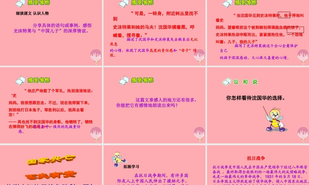 六年级语文上册 第三单元 史沫特莱的“中国儿子”课件2 湘教版-湘教版小学六年级上册语文课件