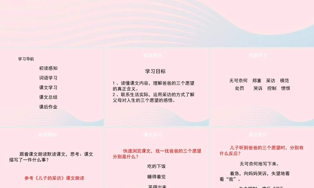 六年级语文上册 第五单元 24《儿子的采访》名优课件 冀教版-冀教版小学六年级上册语文课件