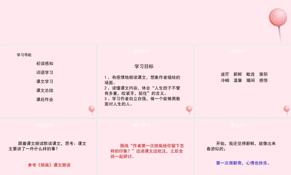 六年级语文上册 第五单元 25《挑柴》名优课件 冀教版-冀教版小学六年级上册语文课件