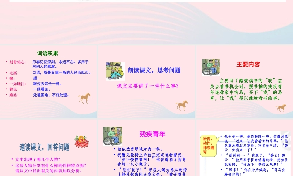 六年级语文上册 第三组 10 别饿坏了那匹马课件1