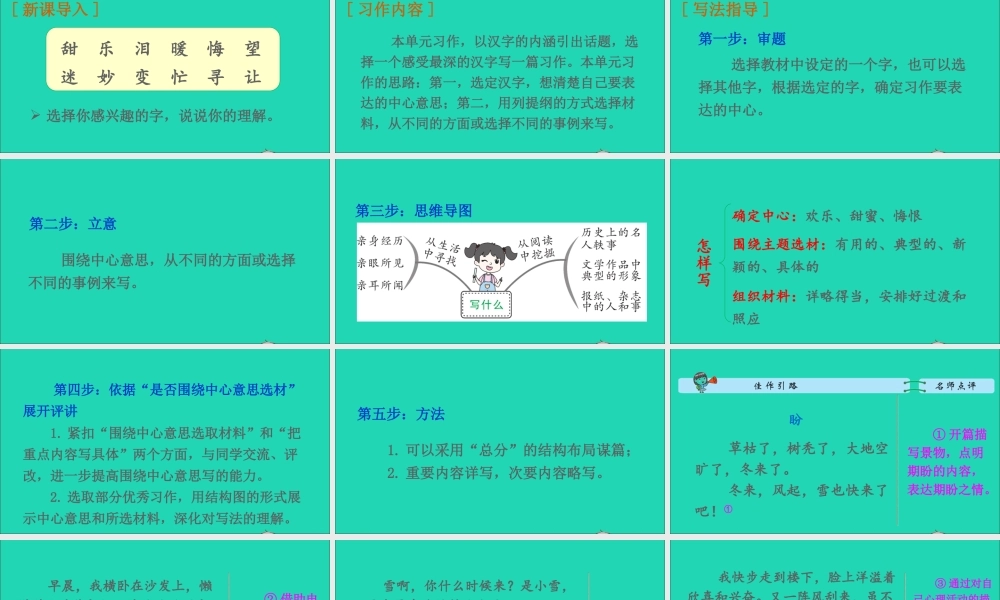 六年级语文上册 第五单元 习作：围绕中心意思写课件2 新人教版-新人教版小学六年级上册语文课件