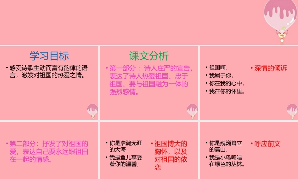 六年级语文上册 第一单元 祖国啊，我属于你课件1 湘教版-湘教版小学六年级上册语文课件