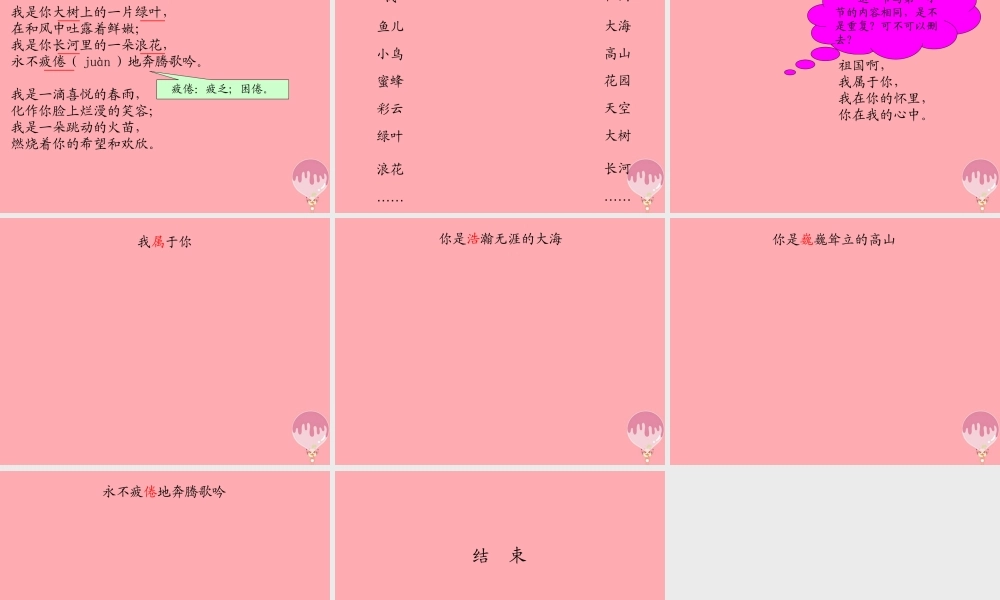 六年级语文上册 第一单元 祖国啊，我属于你课件2 湘教版-湘教版小学六年级上册语文课件