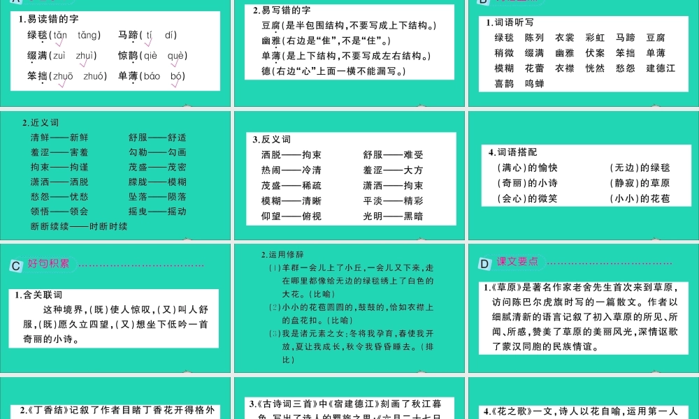 六年级语文上册 第一单元知识盘点作业课件 新人教版-新人教版小学六年级上册语文课件