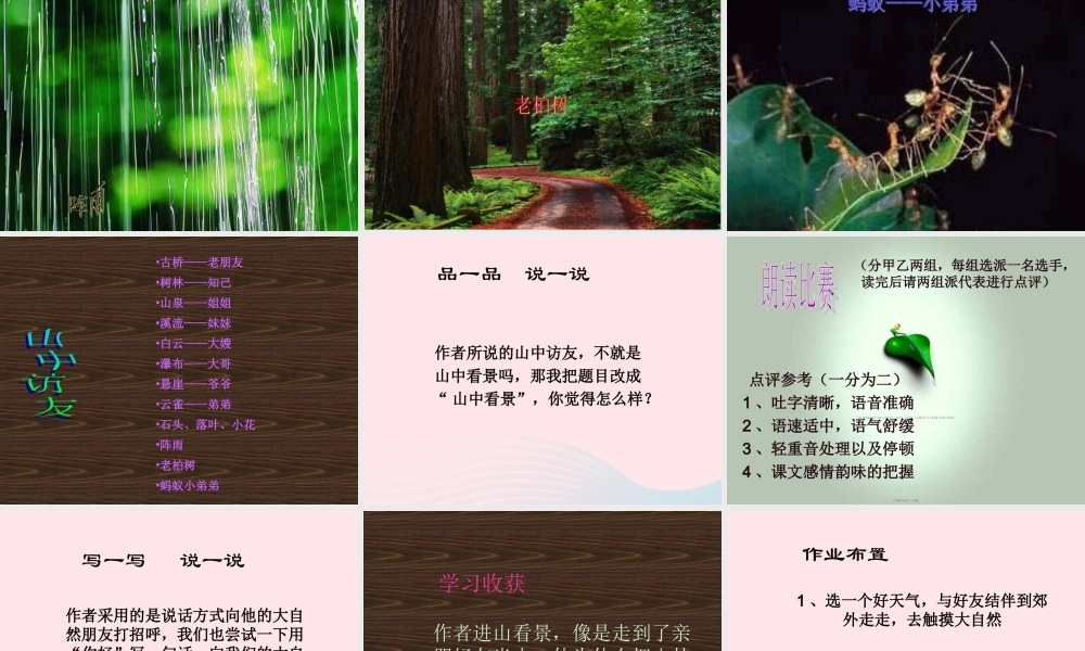 六年级语文上册 第一组 1《山中访友》课文教学课件2 新人教版-新人教版小学六年级上册语文课件