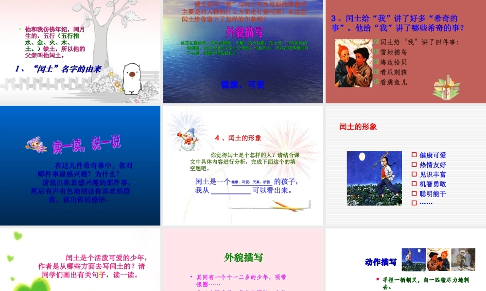 六年级语文上册 第五组 17少年闰土课堂教学课件3 新人教版-新人教版小学六年级上册语文课件