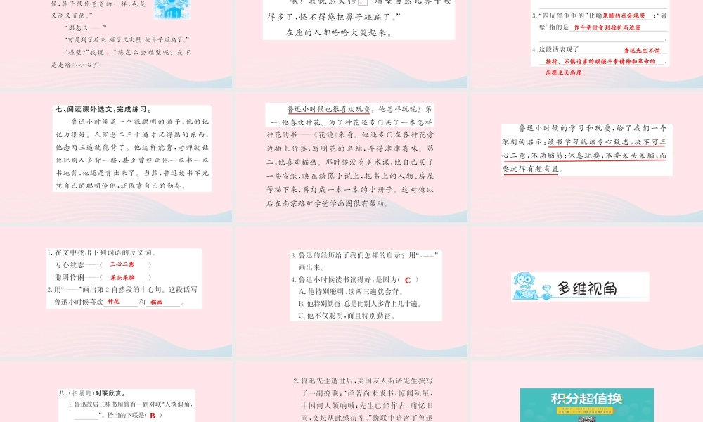 六年级语文上册 第五组 18 我的伯父鲁迅先生习题课件 新人教版-新人教版小学六年级上册语文课件