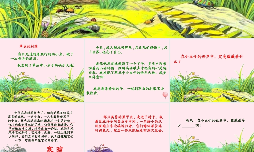 六年级语文上册 第一组 3 草虫的村落课件1 新人教版-新人教版小学六年级上册语文课件