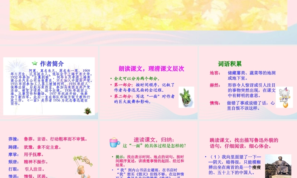 六年级语文上册 第五组 19 一面课件1 新人教版-新人教版小学六年级上册语文课件