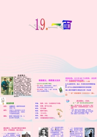 六年级语文上册 第五组 19一面课堂教学课件2 新人教版-新人教版小学六年级上册语文课件