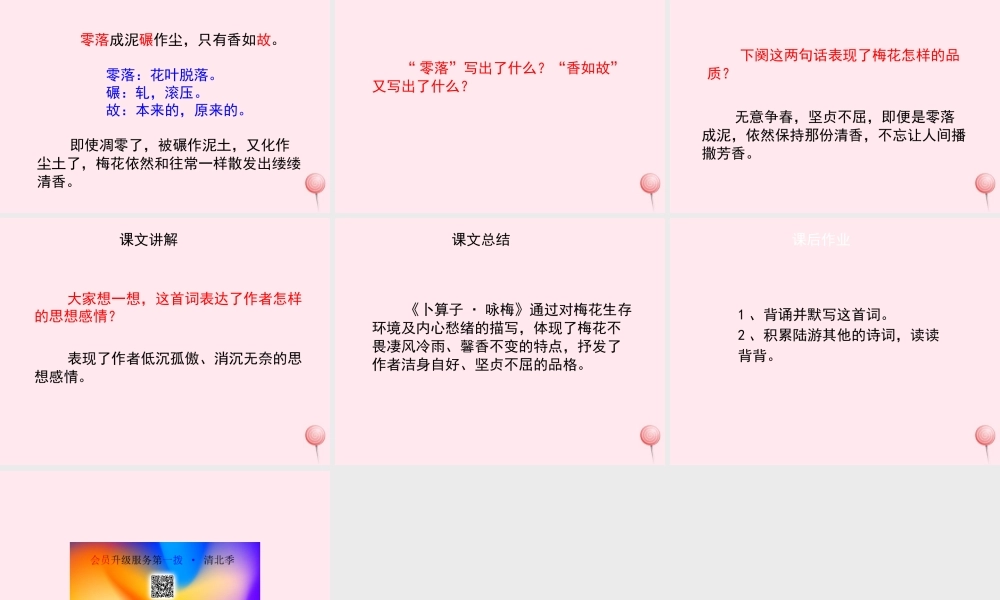 六年级语文上册 第五单元 21《卜算子 咏梅》配套课件 冀教版-冀教版小学六年级上册语文课件