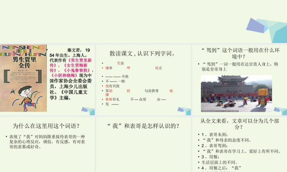 六年级语文上册 表哥驾到课件4 湘教版-湘教版小学六年级上册语文课件