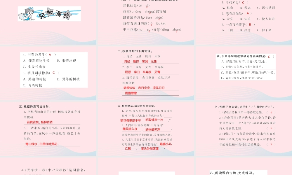 六年级语文上册 第六单元 诗海拾贝习题课件 新人教版-新人教版小学六年级上册语文课件