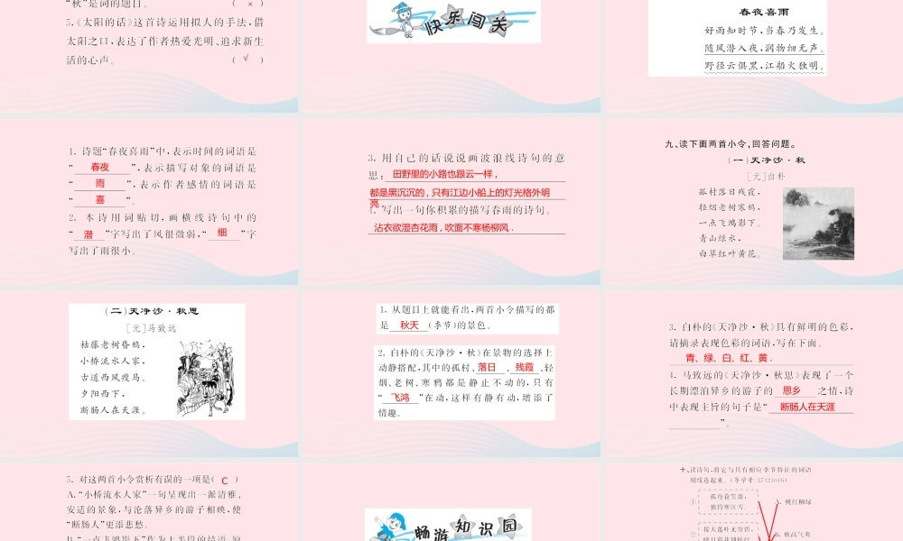 六年级语文上册 第六单元 诗海拾贝习题课件 新人教版-新人教版小学六年级上册语文课件