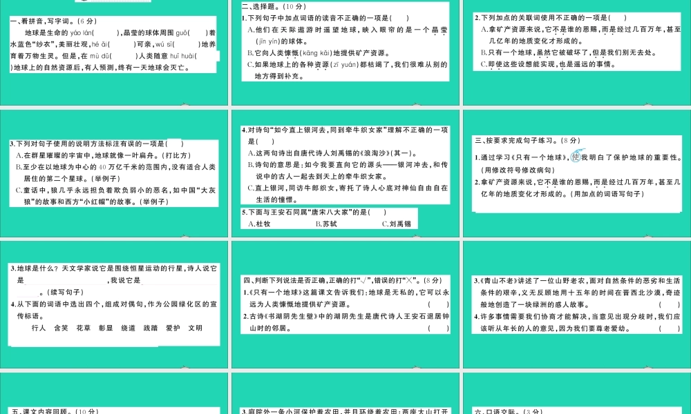 六年级语文上册 第六单元测试课件 新人教版-新人教版小学六年级上册语文课件