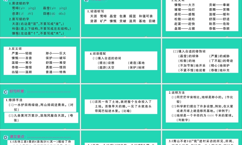 六年级语文上册 第六单元知识盘点作业课件 新人教版-新人教版小学六年级上册语文课件