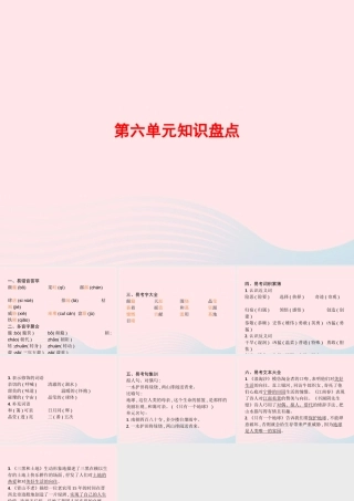 六年级语文上册 第六单元知识盘点作业课件 新人教版-新人教级上册语文课件