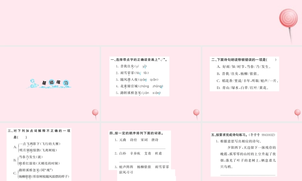 六年级语文上册 第六组 诗海拾贝习题课件 新人教版-新人教版小学六年级上册语文课件