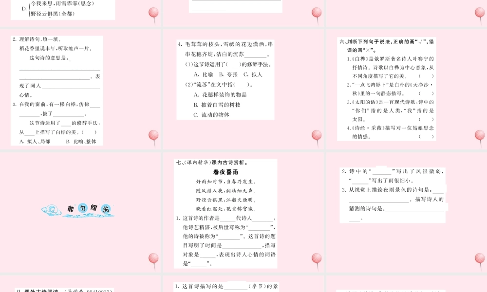 六年级语文上册 第六组 诗海拾贝习题课件 新人教版-新人教版小学六年级上册语文课件