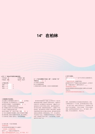 六年级语文上册 第四单元 14 在柏林作业课件 新人教版-新人教级上册语文课件