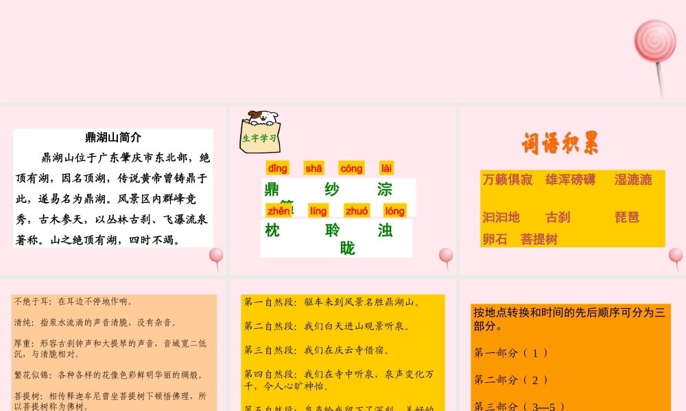 六年级语文上册 第四单元 14《鼎湖山听泉》课件2 北京版-北京版小学六年级上册语文课件