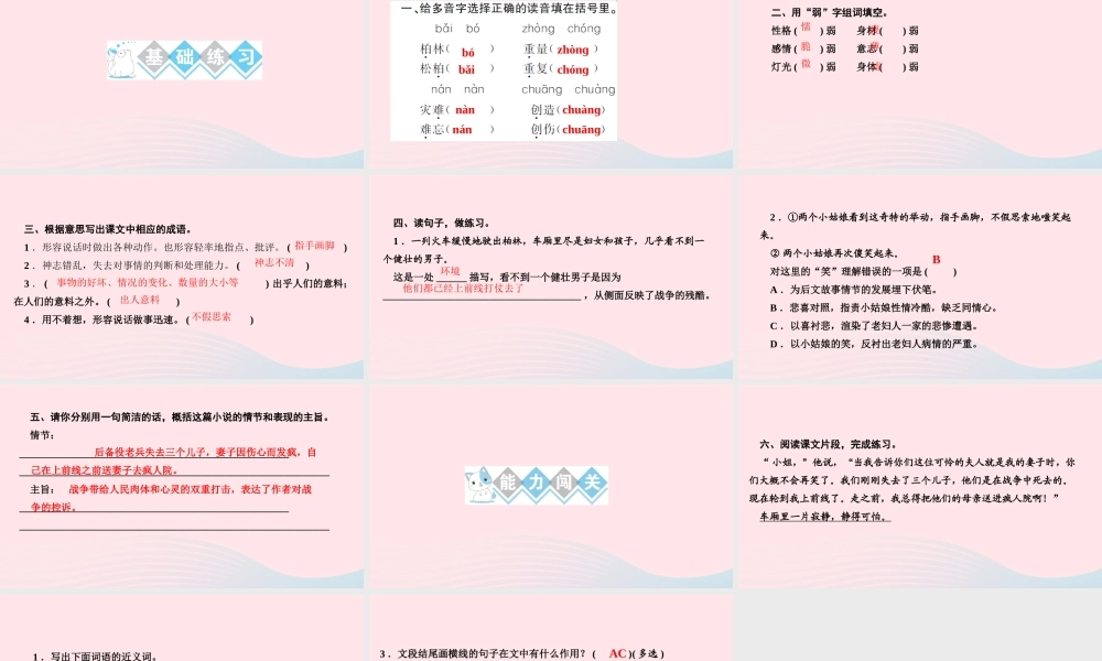 六年级语文上册 第四单元 14在柏林作业课件 新人教版-新人教版小学六年级上册语文课件