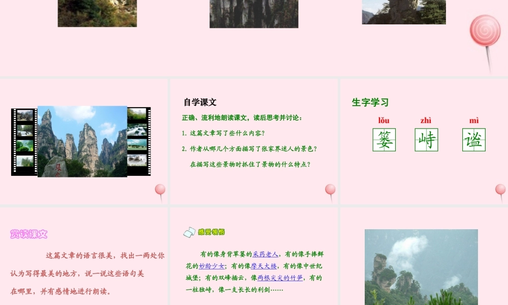 六年级语文上册 第四单元 16《迷人的张家界》课件2 北京版-北京版小学六年级上册语文课件