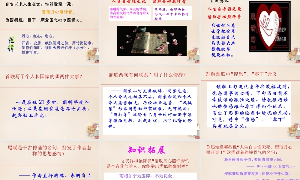 六年级语文上册《过零丁洋》课件3 长春版-长春版小学六年级上册语文课件