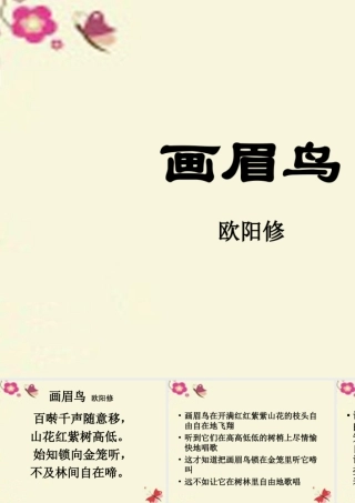 六年级语文上册《画眉鸟》课件2 沪教版五四制-沪教版小学六年级上册语文课件