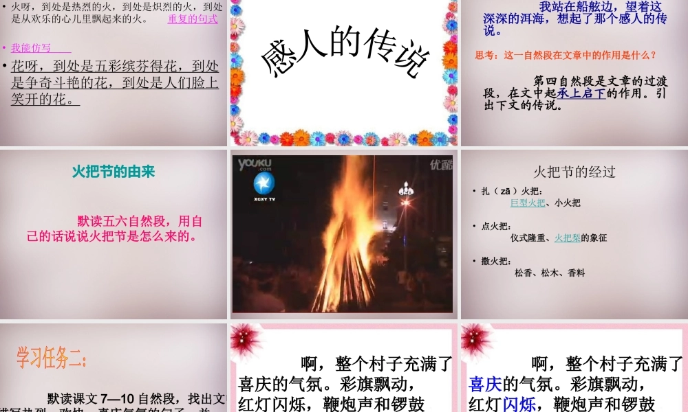 六年级语文上册《火的节日》课件3 语文A版-语文A版小学六年级上册语文课件