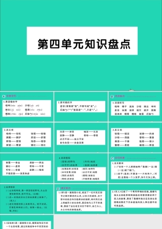 六年级语文上册 第四单元知识盘点作业课件 新人教版-新人教版小学六年级上册语文课件