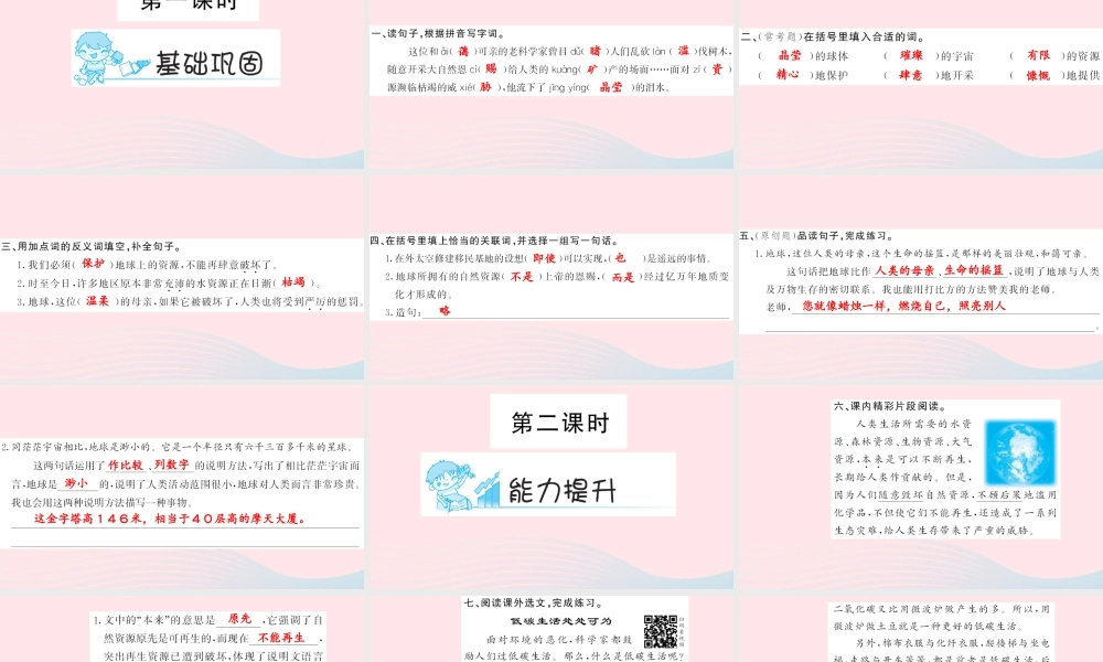 六年级语文上册 第四组 13 只有一个地球习题课件 新人教版-新人教版小学六年级上册语文课件