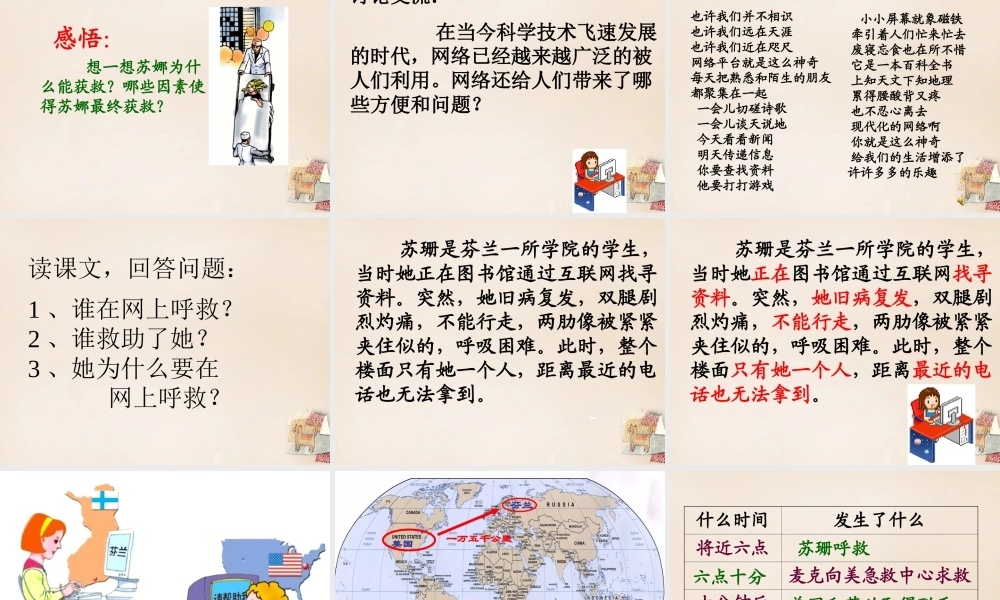 六年级语文上册《网上呼救》课件3 长春版-长春版小学六年级上册语文课件