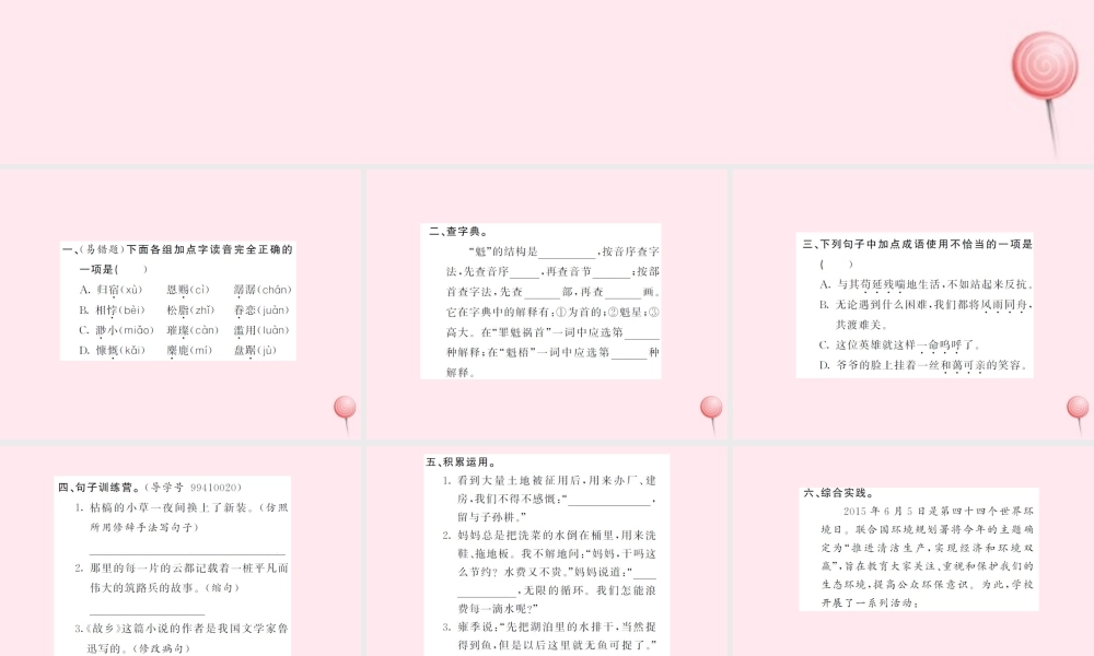 六年级语文上册 第四组 回顾 拓展四习题课件 新人教版-新人教版小学六年级上册语文课件