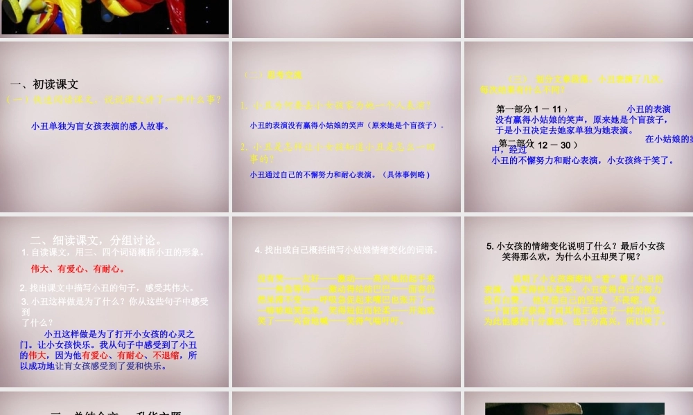 六年级语文上册《小丑的眼泪》课件5 语文A版-语文A版小学六年级上册语文课件