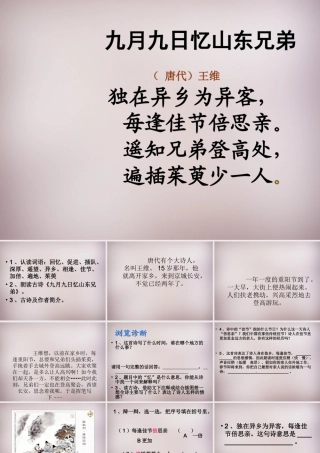 六年级语文上册《九月九日忆山东兄弟》课件1 语文A版-语文A版小学六年级上册语文课件