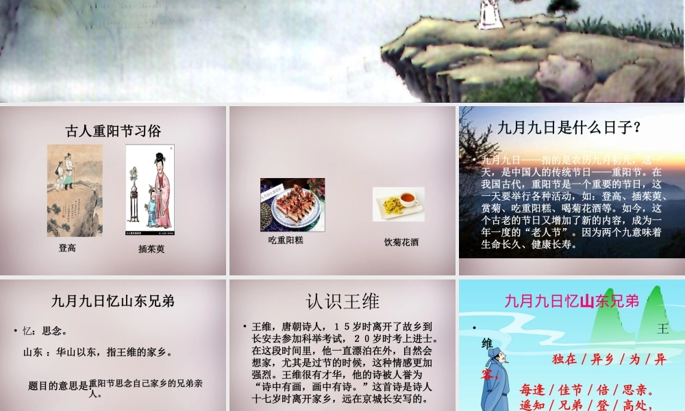 六年级语文上册《九月九日忆山东兄弟》课件4 语文A版-语文A版小学六年级上册语文课件