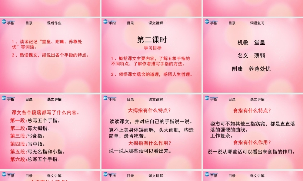 六年级语文下册 5.手指教学课件 新人教版-新人教版小学六年级下册语文课件