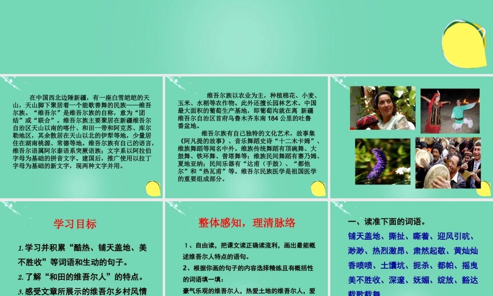 六年级语文下册 9《和田的维吾尔人》课件 新人教版-新人教版小学六年级下册语文课件