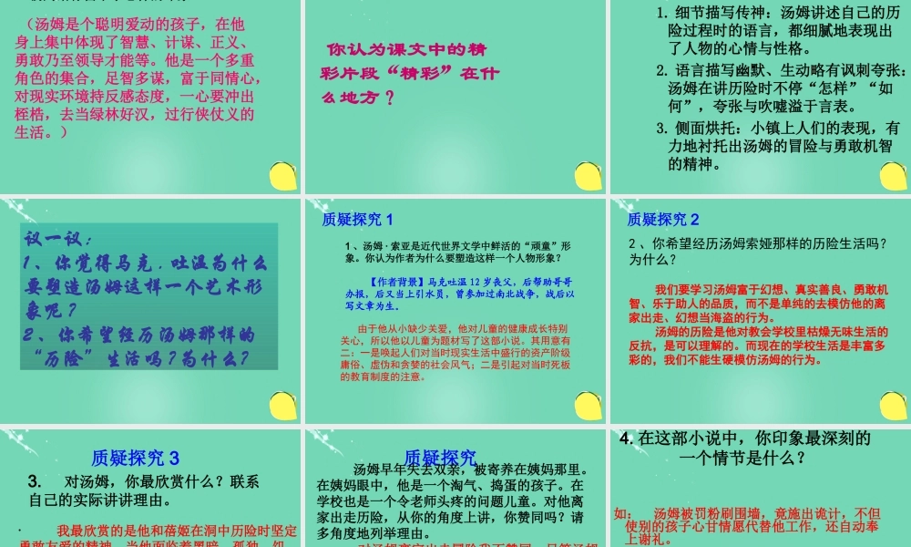 六年级语文下册 17《汤姆索亚历险记》课件 新人教版-新人教版小学六年级下册语文课件
