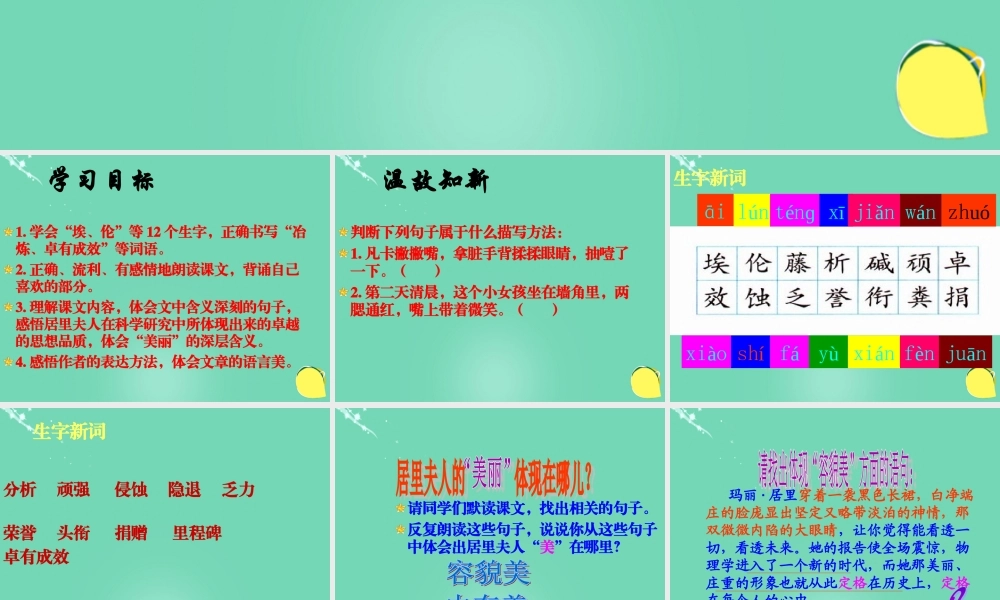 六年级语文下册 18《跨越百年的美丽》课件 新人教版-新人教版小学六年级下册语文课件