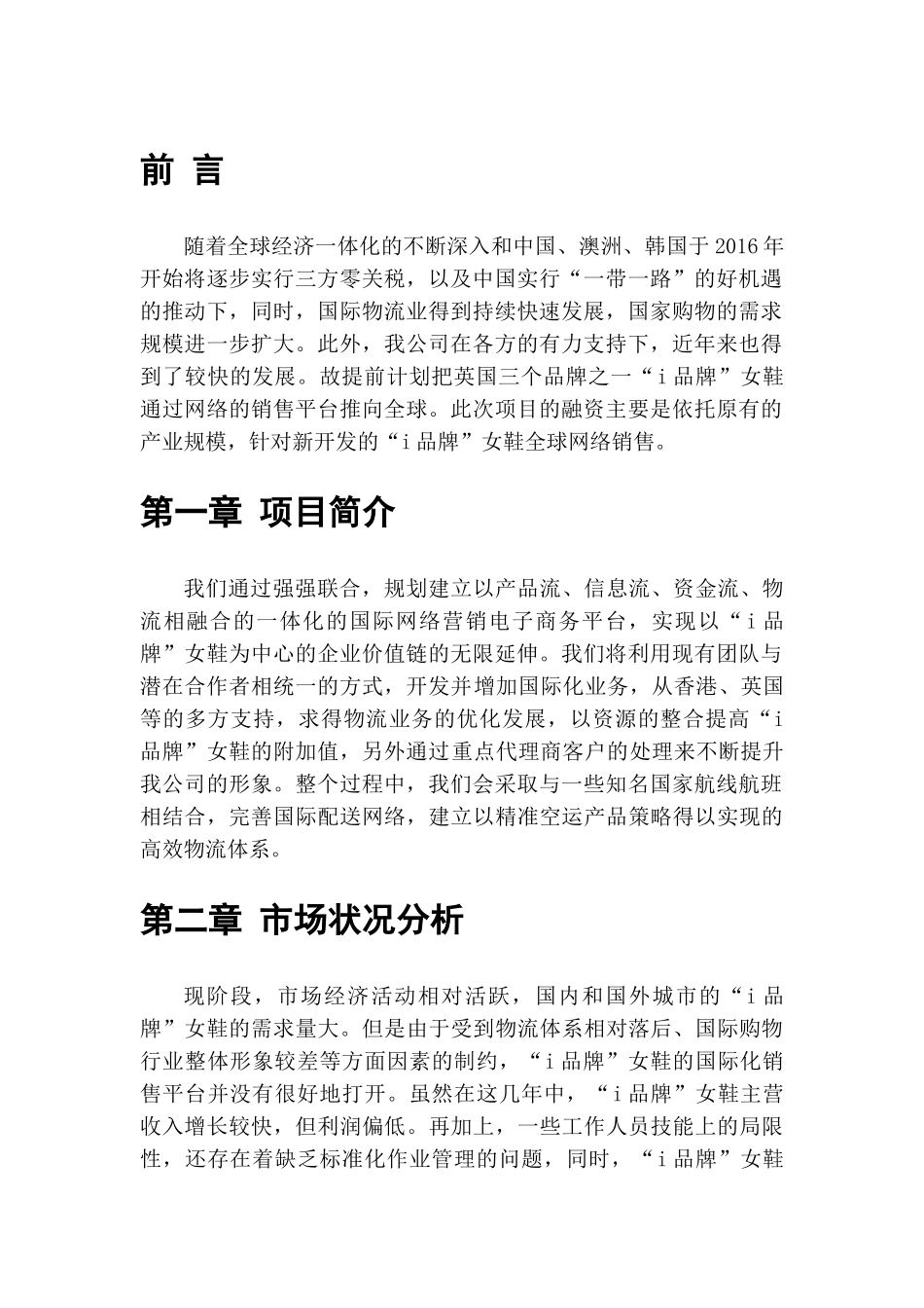 “i品牌”女鞋全球网络销售项目融资计划书   市场音效专业_第3页