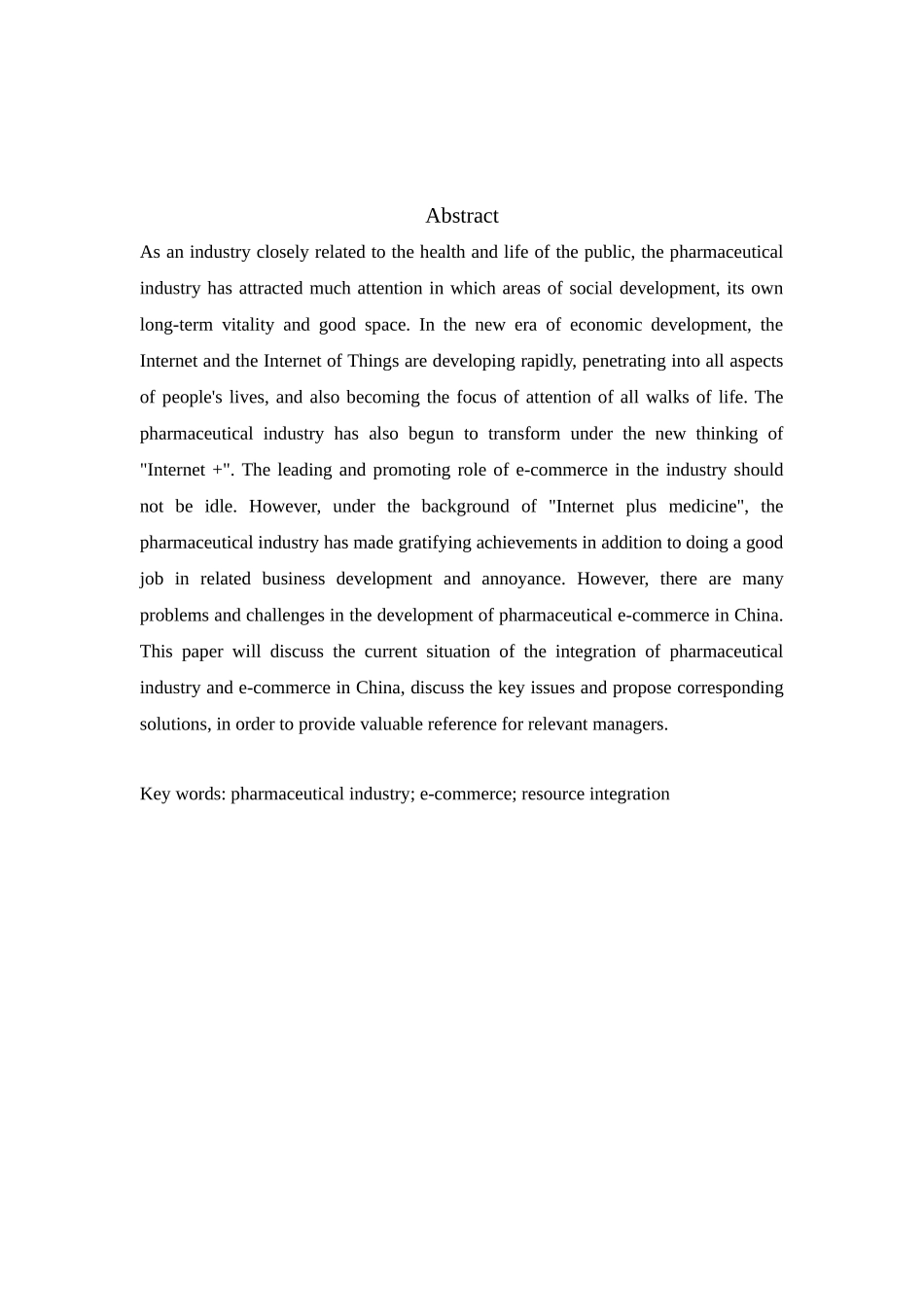 “互联网+”时代中小企业电子商务发展策略研究分析——以医药行业为例   财务会计学专业_第2页