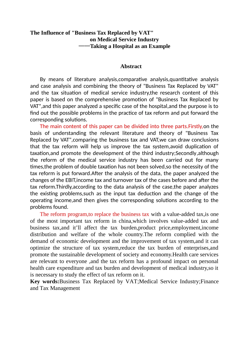 “营改增”对医疗卫生服务业的纳税影响研究分析——以A医院为例   税务管理专业_第3页